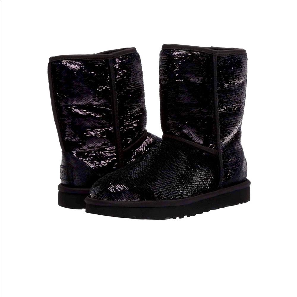 *NEW* UGG Classic Short Boots Cosmos Sequin Black Size 10